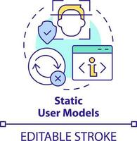 Static user models concept icon. Human-computer interaction abstract idea thin line illustration. User behavior pattern. Isolated outline drawing. Editable stroke vector