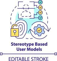 Stereotype based user models concept icon. Modeling system abstract idea thin line illustration. Stereotypical approach. Isolated outline drawing. Editable stroke vector