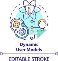 Dynamic user models concept icon. Human-computer interaction abstract idea thin line illustration. Update data about user. Isolated outline drawing. Editable stroke vector
