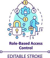 Role-based access control concept icon. Security management abstract idea thin line illustration. Assigning permissions. Isolated outline drawing. Editable stroke vector
