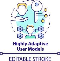 Highly adaptive user models concept icon. Human-computer interaction abstract idea thin line illustration. User modeling. Isolated outline drawing. Editable stroke vector