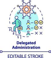 Delegated administration concept icon. Manage identities abstract idea thin line illustration. Different rights of access. Isolated outline drawing. Editable stroke vector