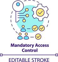 Mandatory access control concept icon. Security management abstract idea thin line illustration. Permissions levels. Isolated outline drawing. Editable stroke vector