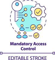 obligatorio acceso controlar concepto icono. seguridad administración resumen idea Delgado línea ilustración. permisos niveles aislado contorno dibujo. editable carrera vector