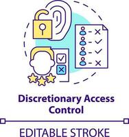 Discretionary access control concept icon. Security management abstract idea thin line illustration. Listing features. Isolated outline drawing. Editable stroke vector