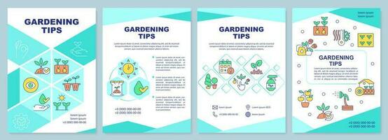 Gardening tips mint brochure template. Horticulture. Leaflet design with linear icons. Editable 4 vector layouts for presentation, annual reports