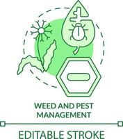 Weed and pest management green concept icon. Prevent issues. Increased crop yield abstract idea thin line illustration. Isolated outline drawing. Editable stroke vector