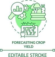 Forecasting crop yield green concept icon. Data analysis. Increased crop yield abstract idea thin line illustration. Isolated outline drawing. Editable stroke vector