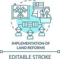 Implementation of land reforms turquoise concept icon. Increase farming productivity abstract idea thin line illustration. Isolated outline drawing. Editable stroke vector