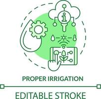 Proper irrigation green concept icon. Automated watering. Increased crop yield abstract idea thin line illustration. Isolated outline drawing. Editable stroke vector