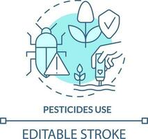 Pesticides use turquoise concept icon. Pests control. Agricultural productivity abstract idea thin line illustration. Isolated outline drawing. Editable stroke vector