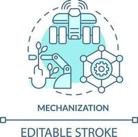 Mechanization turquoise concept icon. Farm automation. Agricultural productivity abstract idea thin line illustration. Isolated outline drawing. Editable stroke vector