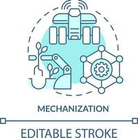 Mechanization turquoise concept icon. Farm automation. Agricultural productivity abstract idea thin line illustration. Isolated outline drawing. Editable stroke vector