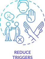 Reduce triggers blue gradient concept icon. Avoid negative situation. Emotional regulation strategy abstract idea thin line illustration. Isolated outline drawing vector