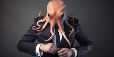 A man in a suit with a octopus head photo