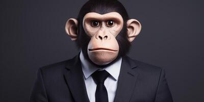A man in a suit with monkey face photo