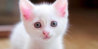 un gatito con un rosado nariz ai generado foto