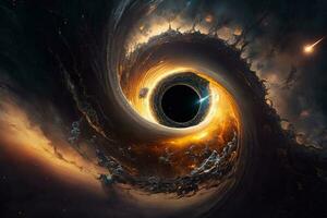 singularidad de masivo negro agujero ai generado foto