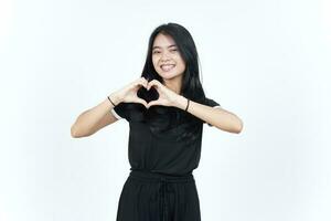 Showing Love Heart Sign Of Beautiful Asian Woman Isolated On White Background photo