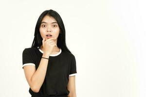 WOW Shocked Face Expression of Beautiful Asian Woman Isolated On White Background photo