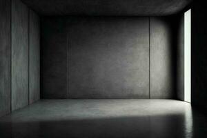 Dark Empty Concrete Wall Room Stage Modern Panoramic textured Background AI Generated photo