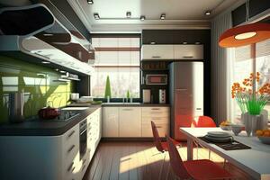 moderno cocina interior diseño ai generado foto