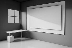 Empty Modern Classroom With White Interactive Board AI Generated photo