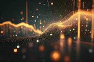 Digital background with moving glowing particles, Concept of data transfer AI Generated photo