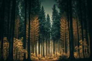 Beautiful forest with tall trees AI Generated photo