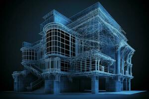 Architecture abstract blueprint wireframe render AI Generated photo