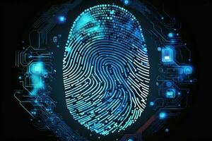 Fingerprint scan provides access of security and identification of business, Banking and finance, Cloud computing AI Generated photo