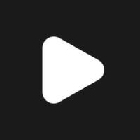 Play button dark mode glyph ui icon. Music player. Playing file. Playback. User interface design. White silhouette symbol on black space. Solid pictogram for web, mobile. Vector isolated illustration