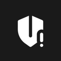 Security threat dark mode glyph ui icon. Cybersecurity. Vulnerability risk. User interface design. White silhouette symbol on black space. Solid pictogram for web, mobile. Vector isolated illustration