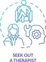 Seek out therapist blue gradient concept icon. Mental health. Strategy for emotional regulation abstract idea thin line illustration. Isolated outline drawing vector