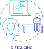 Distancing blue gradient concept icon. Adaptive strategy. Avoid negative impact. Cognitive change abstract idea thin line illustration. Isolated outline drawing vector