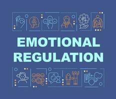 Emotional regulation word concepts blue banner. Mental health. Infographics with editable icons on color background. Isolated typography. Vector illustration with text