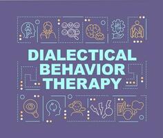 Dialectical behavior therapy word concepts purple banner. Infographics with editable icons on color background. Isolated typography. Vector illustration with text