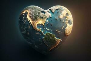 Heart shaped earth, free space for text AI Generated photo