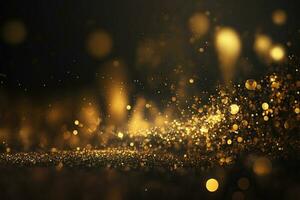 Background of gold and black glitter lights. De-focused abstract background AI Generated photo