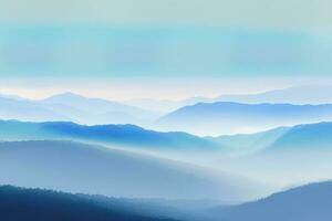 beautiful hills and mountains, colored of shades of blue AI Generated photo