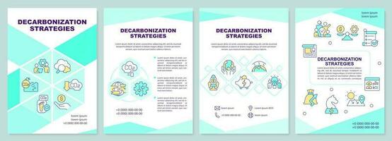 Decarbonization strategies mint brochure template. Net zero. Leaflet design with linear icons. Editable 4 vector layouts for presentation, annual reports