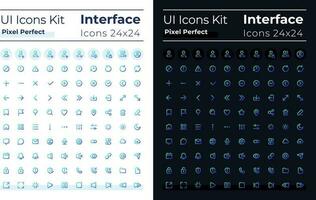 Minimalistic and simple looking pixel perfect gradient linear ui icons set for dark, light mode. Line contour user interface symbols. Modern style pictograms. Vector isolated outline illustrations