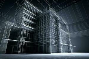 Architecture abstract blueprint wireframe render AI Generated photo