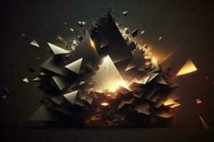 Abstract background with dark triangles and light above AI Generated photo