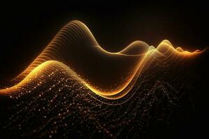Abstract digital wave. Dynamic wave of glowing particles. Data technology background AI Generated photo