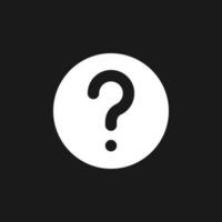 Question mark dark mode glyph ui icon. Identify device. Fix problem. User interface design. White silhouette symbol on black space. Solid pictogram for web, mobile. Vector isolated illustration