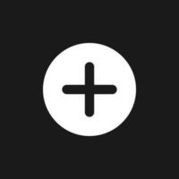 Add button dark mode glyph ui icon. Increase volume. Menu command. User interface design. White silhouette symbol on black space. Solid pictogram for web, mobile. Vector isolated illustration