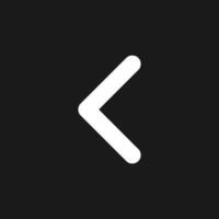 Left arrow dark mode glyph ui icon. Navigation direction. Pointing sign. User interface design. White silhouette symbol on black space. Solid pictogram for web, mobile. Vector isolated illustration