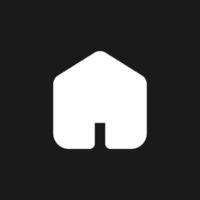 Home dark mode glyph ui icon. Open website homepage. Return to home screen. User interface design. White silhouette symbol on black space. Solid pictogram for web, mobile. Vector isolated illustration