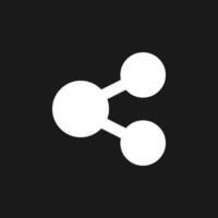 Share dark mode glyph ui icon. Button for social networking service. User interface design. White silhouette symbol on black space. Solid pictogram for web, mobile. Vector isolated illustration